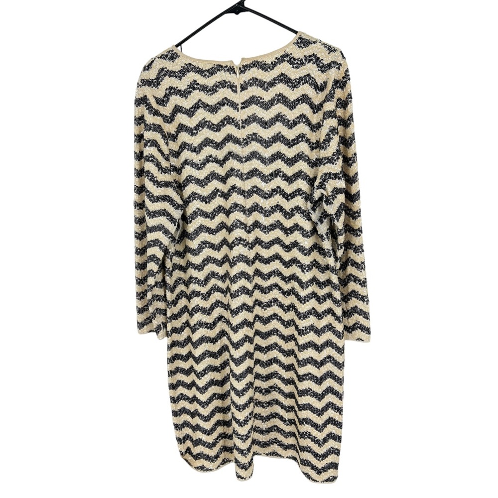 J. Crew Long Sleeve Sequin Chevron Shift Dress in Gold and Black - Picture 4 of 8
